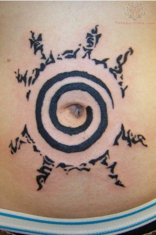 Spiral Belly Button Tattoo